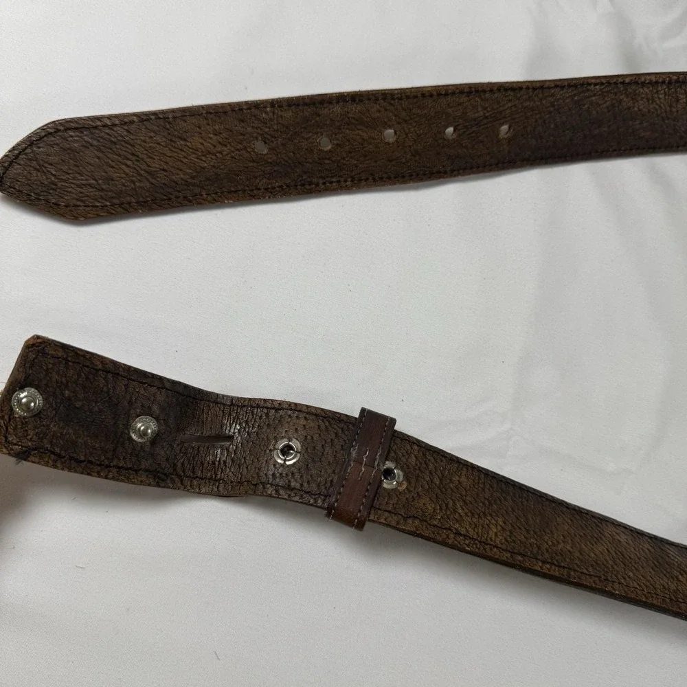 vintage HAND TOOLED buckle belt leather WESTERN Handmade‎ cowboy